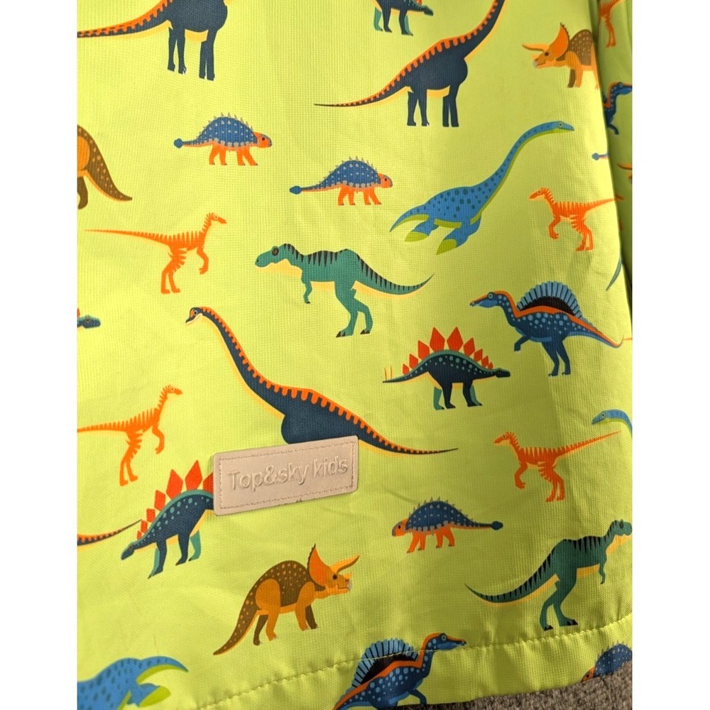 Topsky Kids Dinosaur Rain Jacket Green Hooded Windbreaker Waterproof Boys Girls - Picture 4 of 9